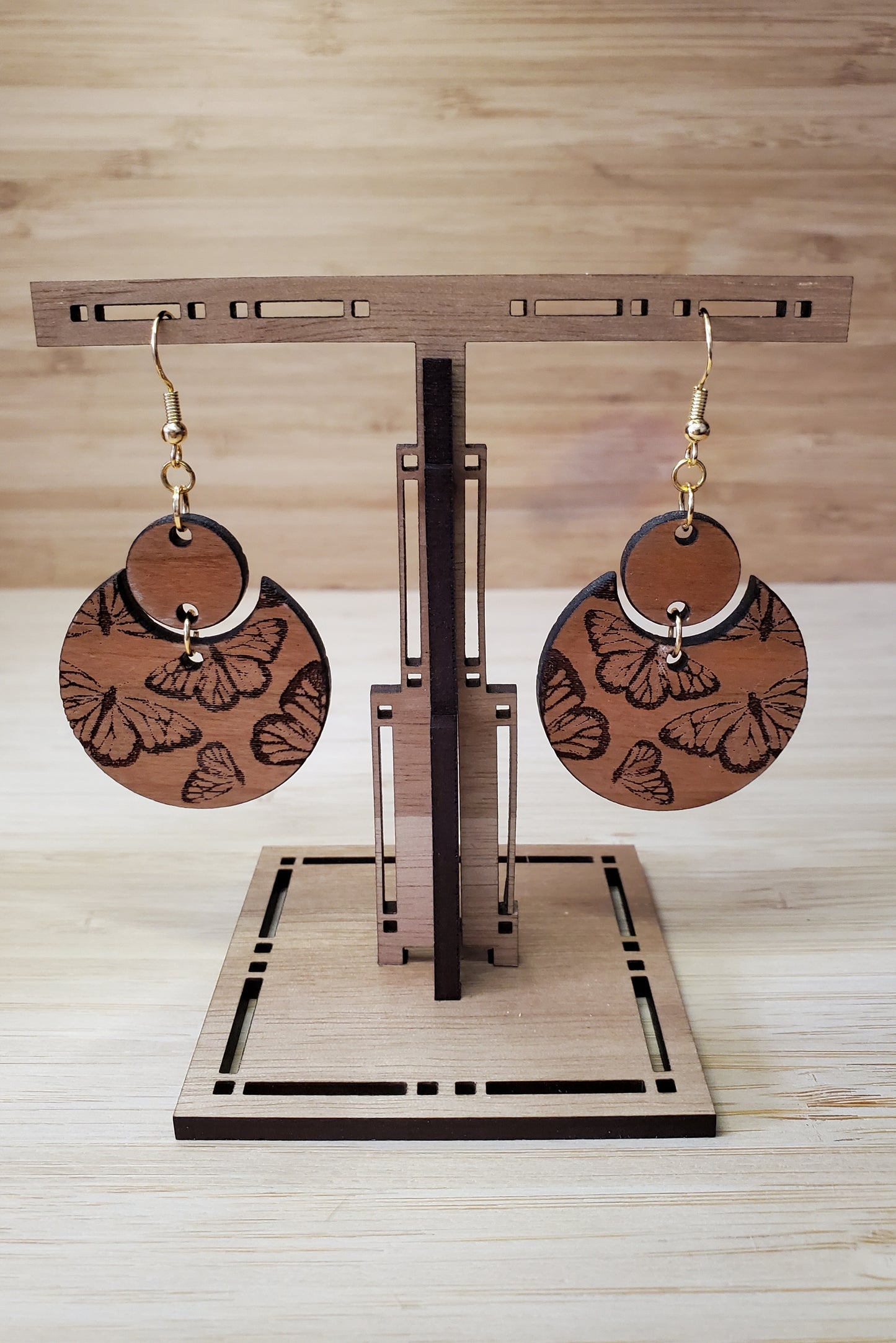 Laser Cut and Engraved Wooden Butterfly 🦋 Earrings