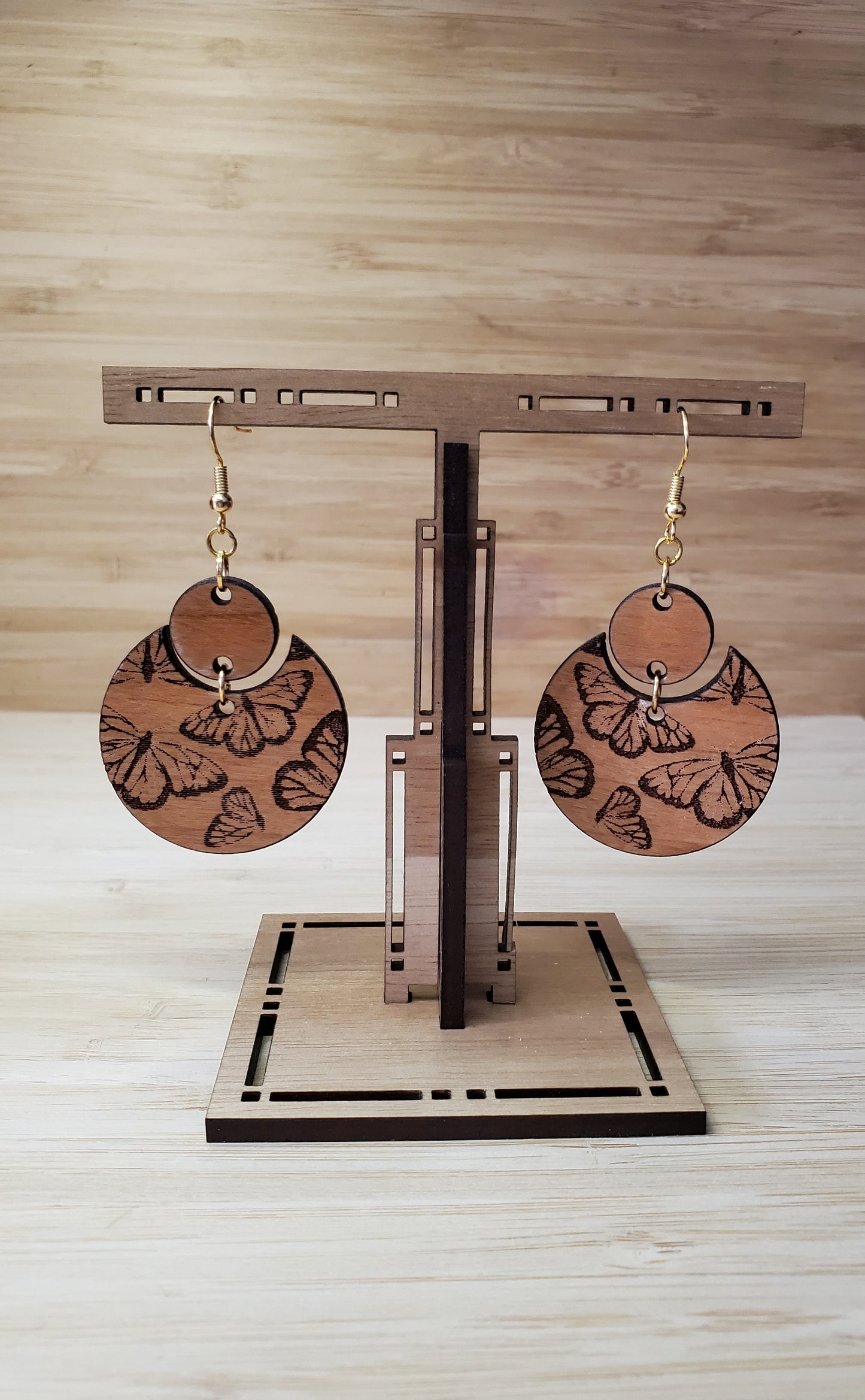 Laser Cut and Engraved Wooden Butterfly 🦋 Earrings