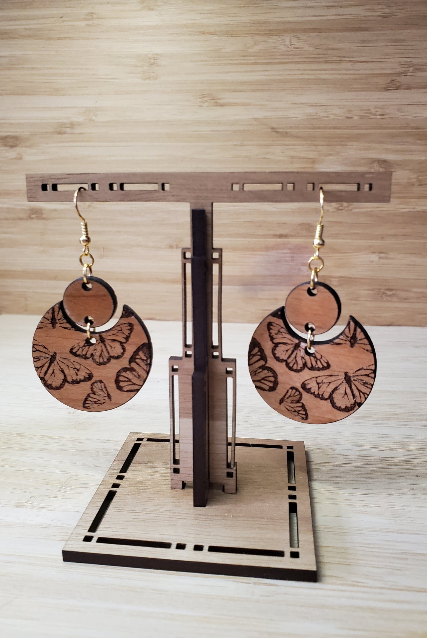 Laser Cut and Engraved Wooden Butterfly 🦋 Earrings