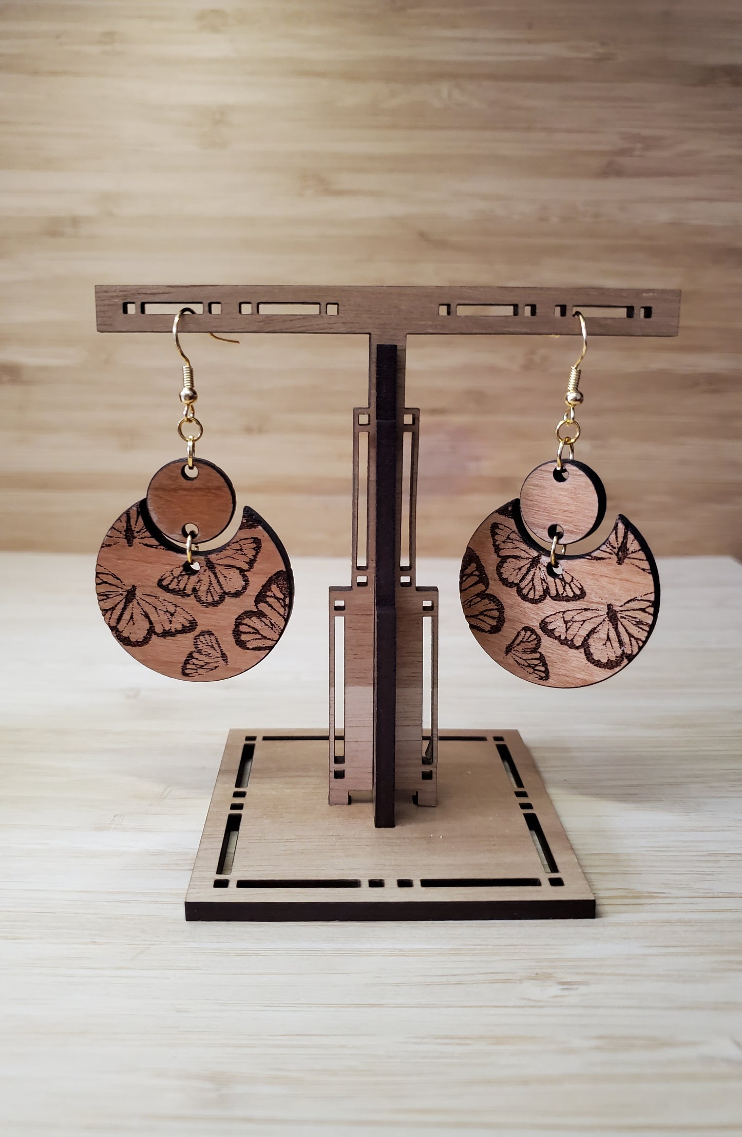 Laser Cut and Engraved Wooden Butterfly 🦋 Earrings