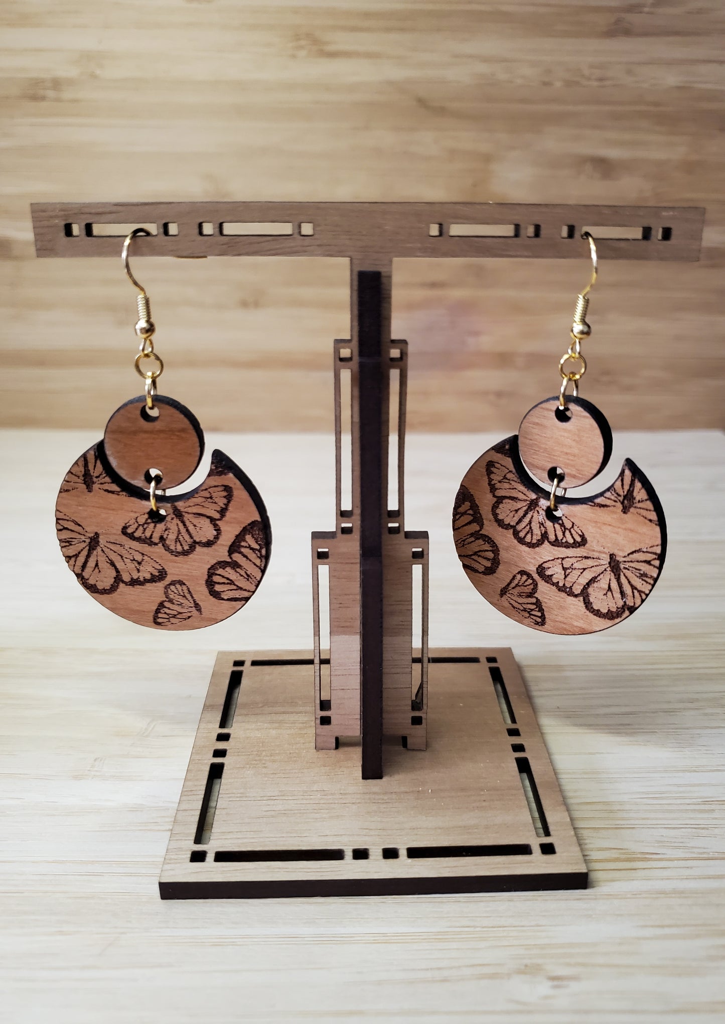 Laser Cut and Engraved Wooden Butterfly 🦋 Earrings