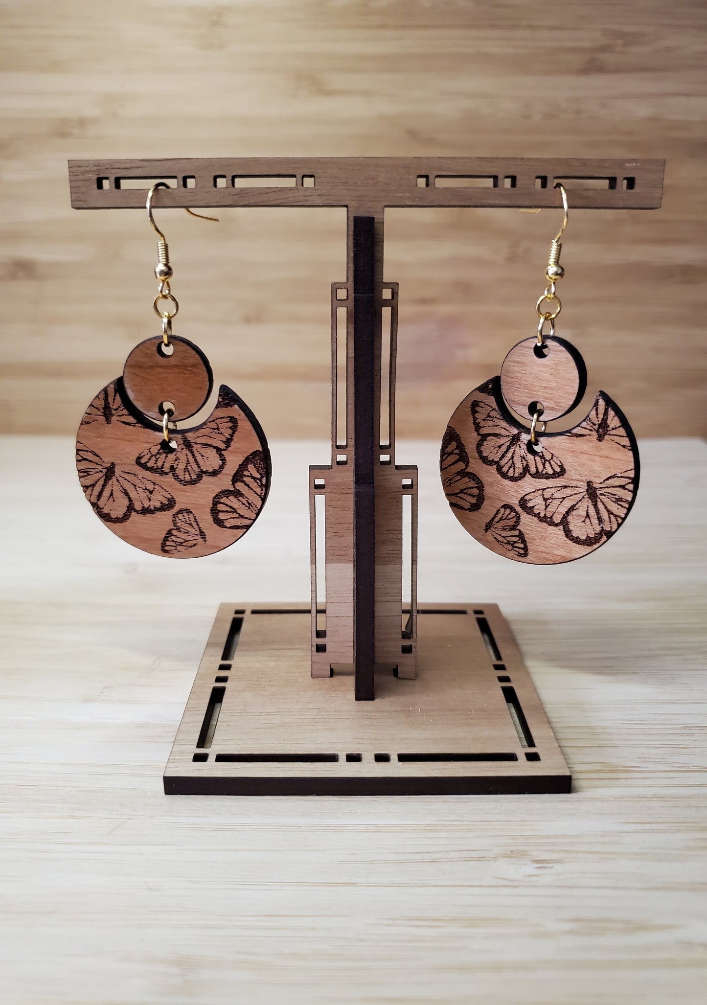 Laser Cut and Engraved Wooden Butterfly 🦋 Earrings