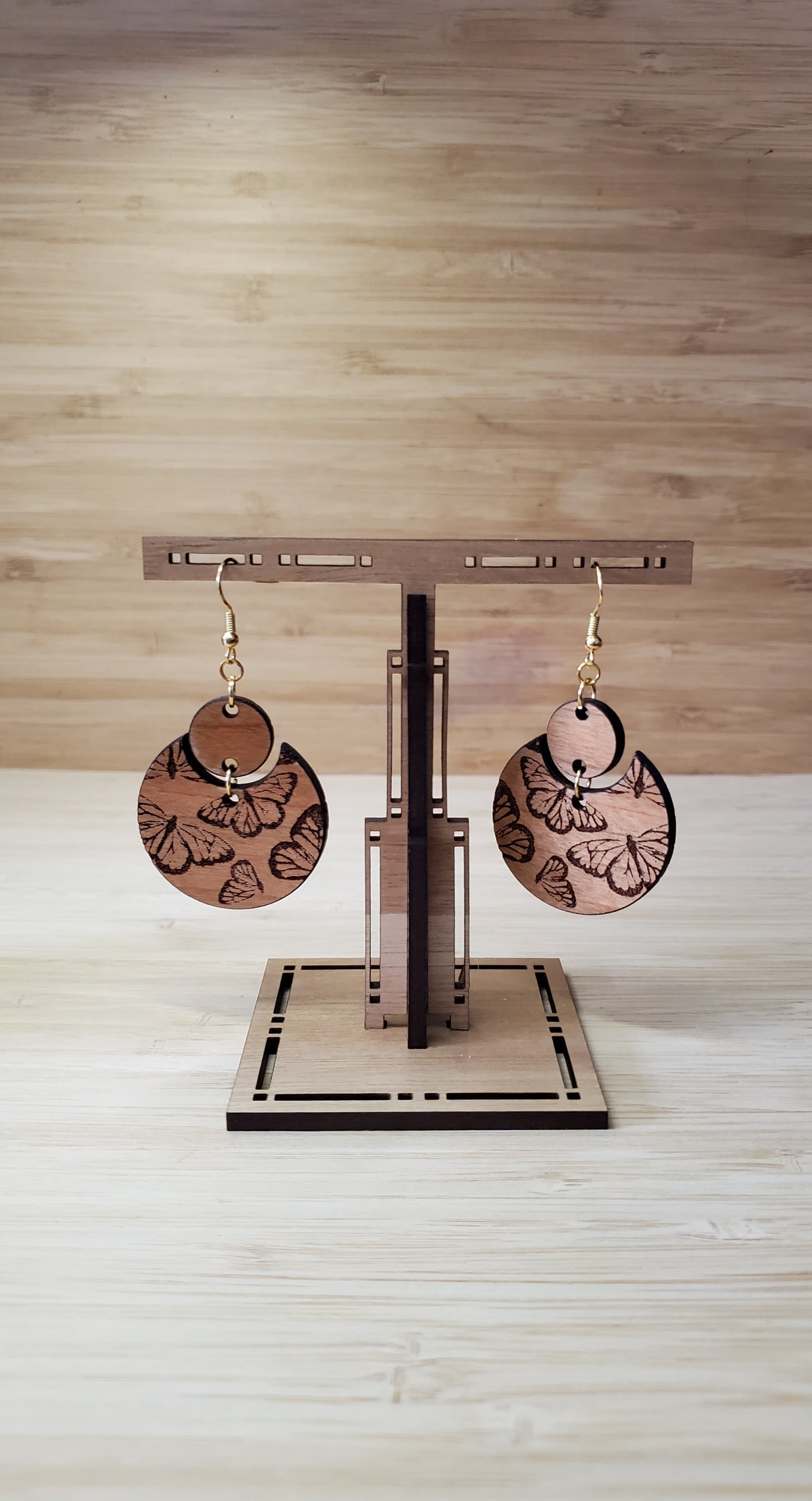 Laser Cut and Engraved Wooden Butterfly 🦋 Earrings