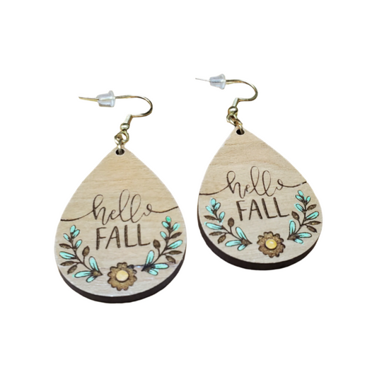 Wooden Hello Fall Earrings