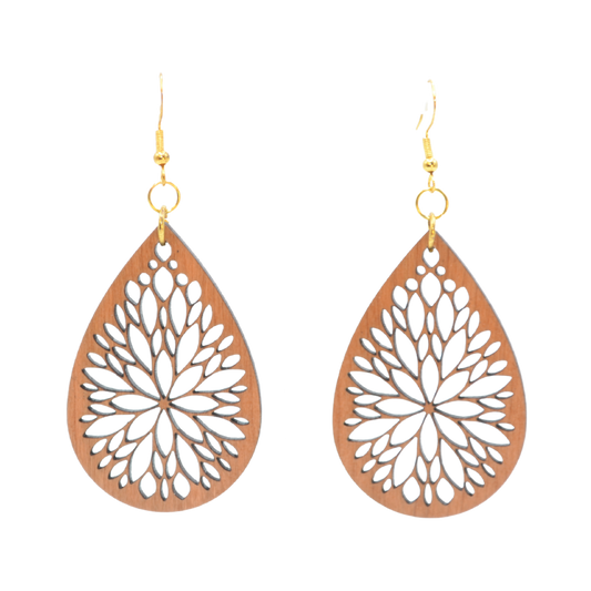 Laser Teardrop Mandala Earrings